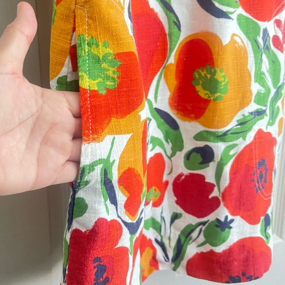 Tyler Boe Floral Poppy Linen Shift Dress Size XS pockets lined blend. #087 - Picture 12 of 17